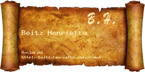 Beitz Henrietta névjegykártya